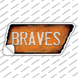 Braves Novelty Rusty Tennessee Shape Sticker Decal Small