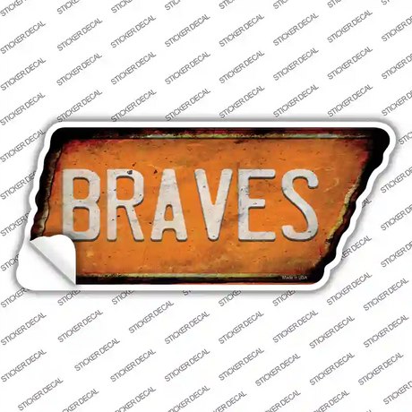 Braves Novelty Rusty Tennessee Shape Sticker Decal Small