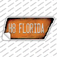 H8 Florida Novelty Rusty Tennessee Shape Sticker Decal Small