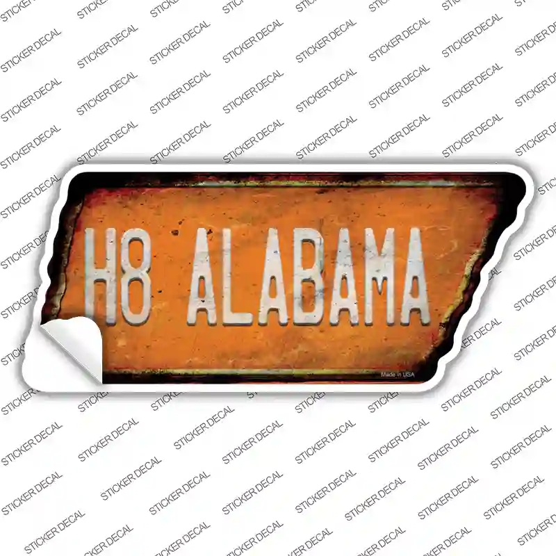 H8 Alabama Novelty Rusty Tennessee Shape Sticker Decal Small