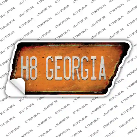 H8 Georgia Novelty Rusty Tennessee Shape Sticker Decal Small