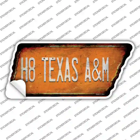 H8 Texas A&M Novelty Rusty Tennessee Shape Sticker Decal Small