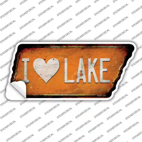 I Love Lake Novelty Rusty Tennessee Shape Sticker Decal Small