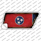 Tennessee Flag Novelty Rusty Tennessee Shape Sticker Decal Small