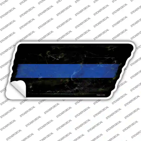 Thin Blue Line Novelty Rusty Tennessee Shape Sticker Decal Small