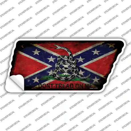 Confederate Dont Tread Novelty Rusty Tennessee Shape Sticker Decal Small