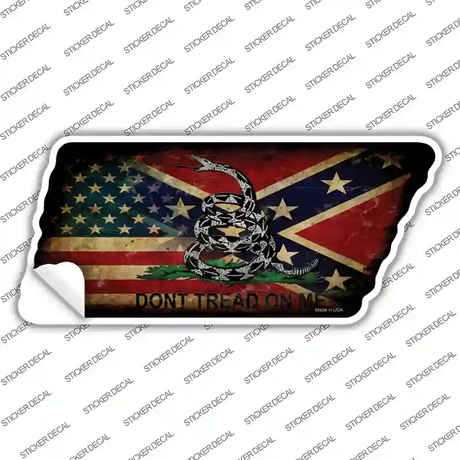 American Confederate Dont Tread Novelty Rusty Tennessee Shape Sticker Decal Small