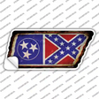 Tennessee Confederate Flag Novelty Rusty Tennessee Shape Sticker Decal Small