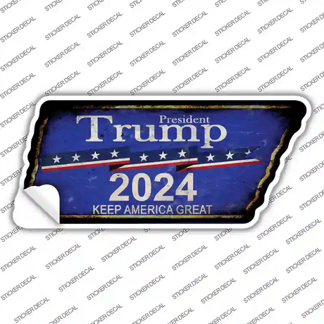 Trump 2024 Novelty Rusty Tennessee Shape Sticker Decal Small