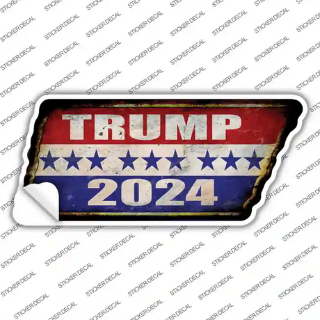 Trump 2024 Stripes Novelty Rusty Tennessee Shape Sticker Decal Small