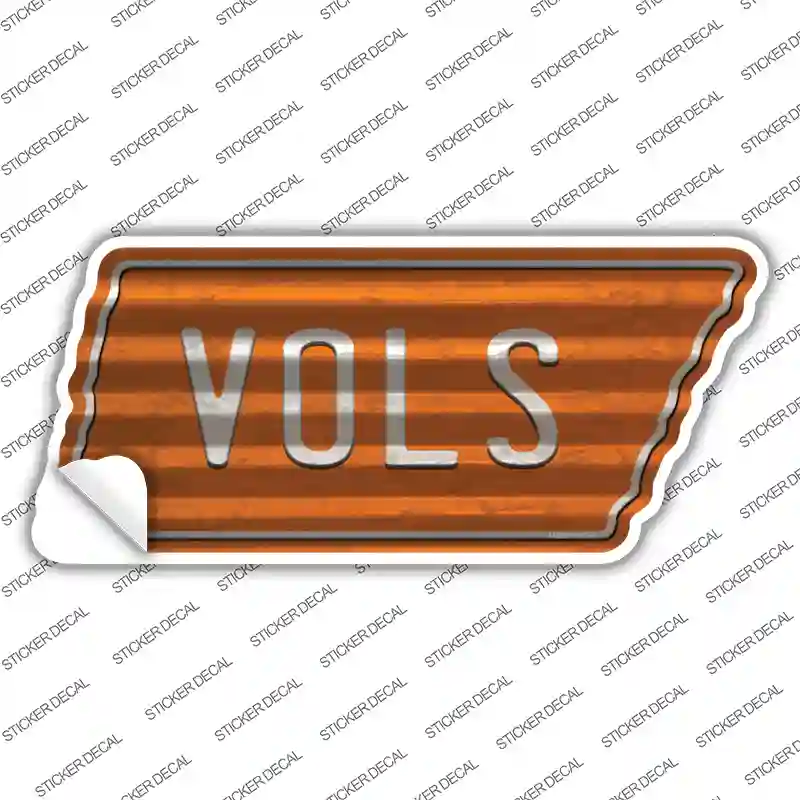 Vols Novelty Corrugated Tennessee Shape Sticker Decal Small