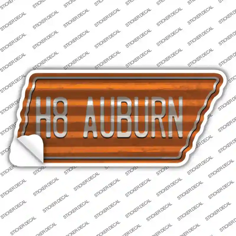 H8 Auburn Novelty Corrugated Tennessee Shape Sticker Decal Small