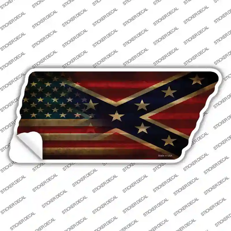 American Confederate Flag Novelty Corrugated Tennessee Shape Sticker Decal Small