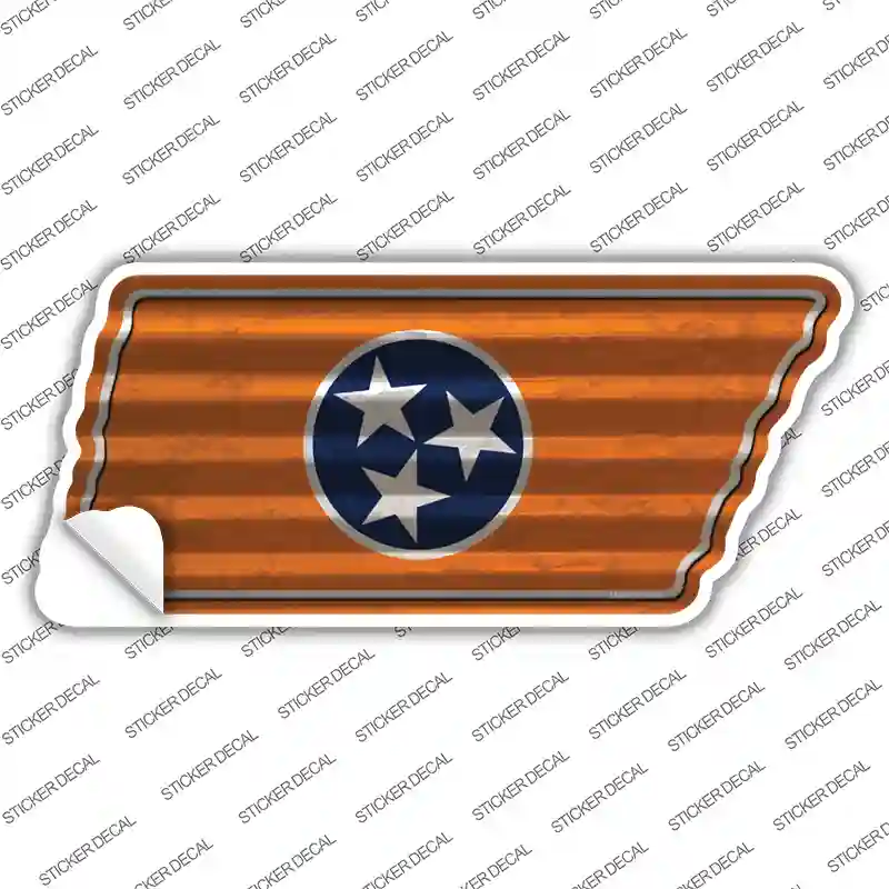 Orange Tennessee Flag Novelty Corrugated Tennessee Shape Sticker Decal Small