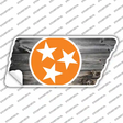 Orange Tri Star on Wood Novelty Tennessee Shape Sticker Decal Small