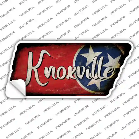 Knoxville Tri Star on Wood Novelty Rusty Effect Tennessee Shape Sticker Decal Small