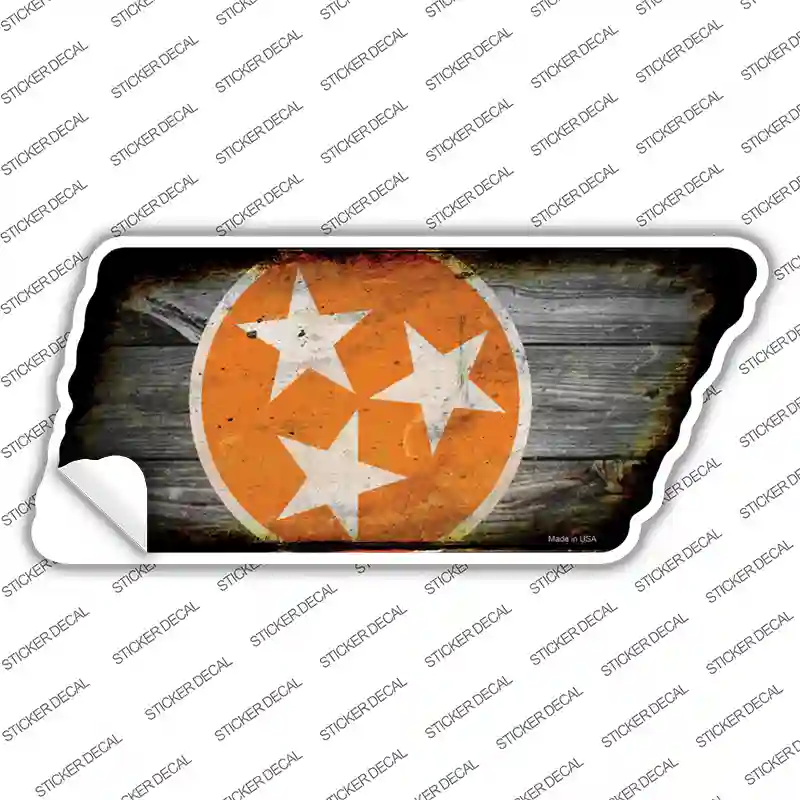 Orange Tri Star Novelty Rusty Effect Tennessee Shape Sticker Decal Small