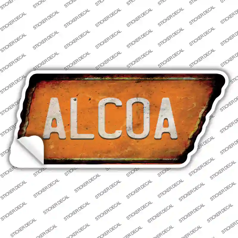 Alcoa Novelty Rusty Effect Tennessee Shape Sticker Decal Small