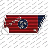 Lynchburg Tennessee Flag Novelty Corrugated Effect Tennessee Shape Sticker Decal Small