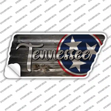 Tennessee Tri Star on Wood Novelty Corrugated Effect Tennessee Shape Sticker Decal Small