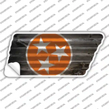 Orange Tri Star on Wood Novelty Corrugated Effect Tennessee Shape Sticker Decal Small