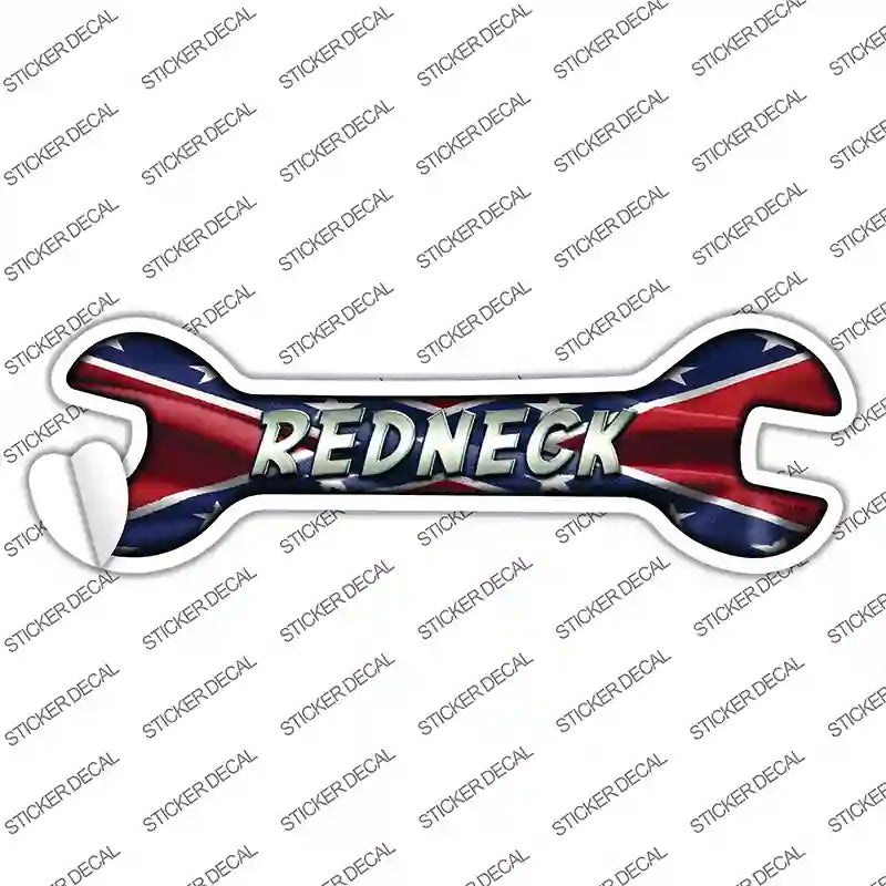 Redneck With Confederate Flag Novelty Wrench Sticker Decal Small