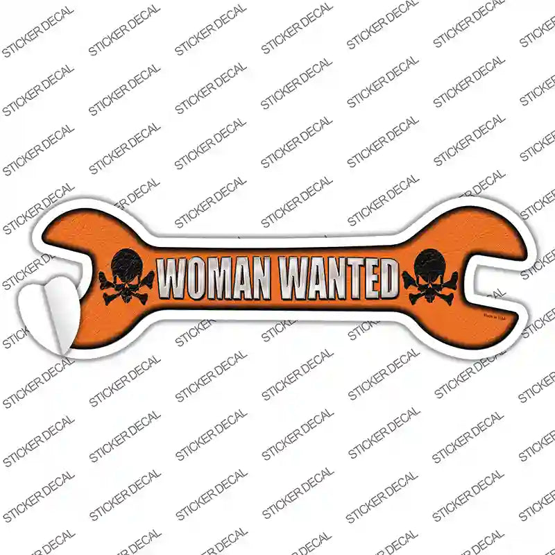 Woman Wanted Novelty Wrench Sticker Decal
