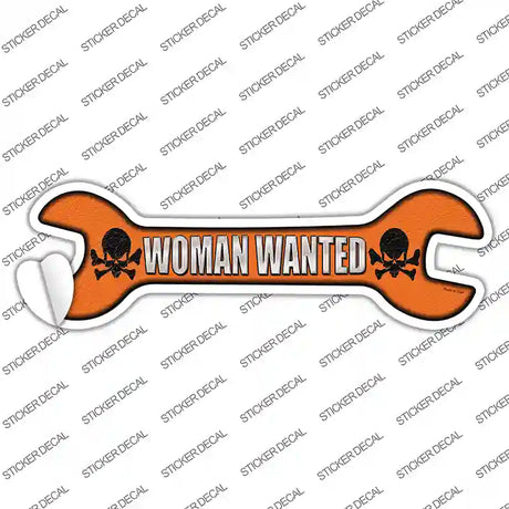 Woman Wanted Novelty Wrench Sticker Decal