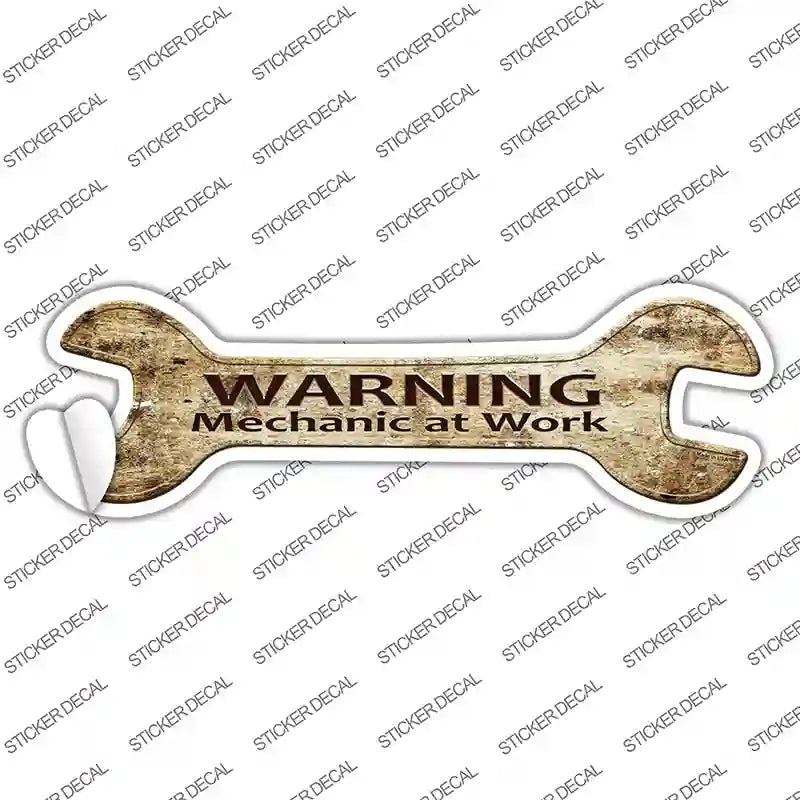 Mechanic At Work Novelty Wrench Sticker Decal
