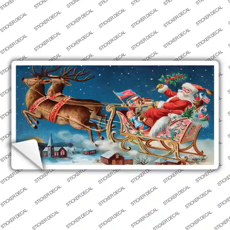 Santa Sleigh Novelty Sticker Decal Small