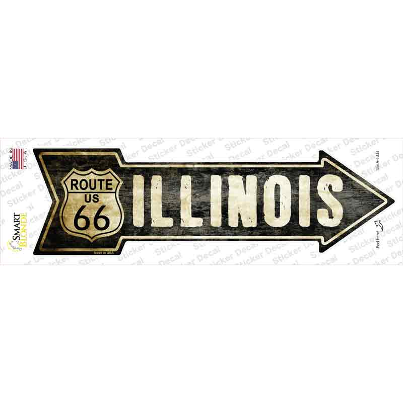 Vintage Route 66 Illinois Novelty Arrow Sticker Decal Small