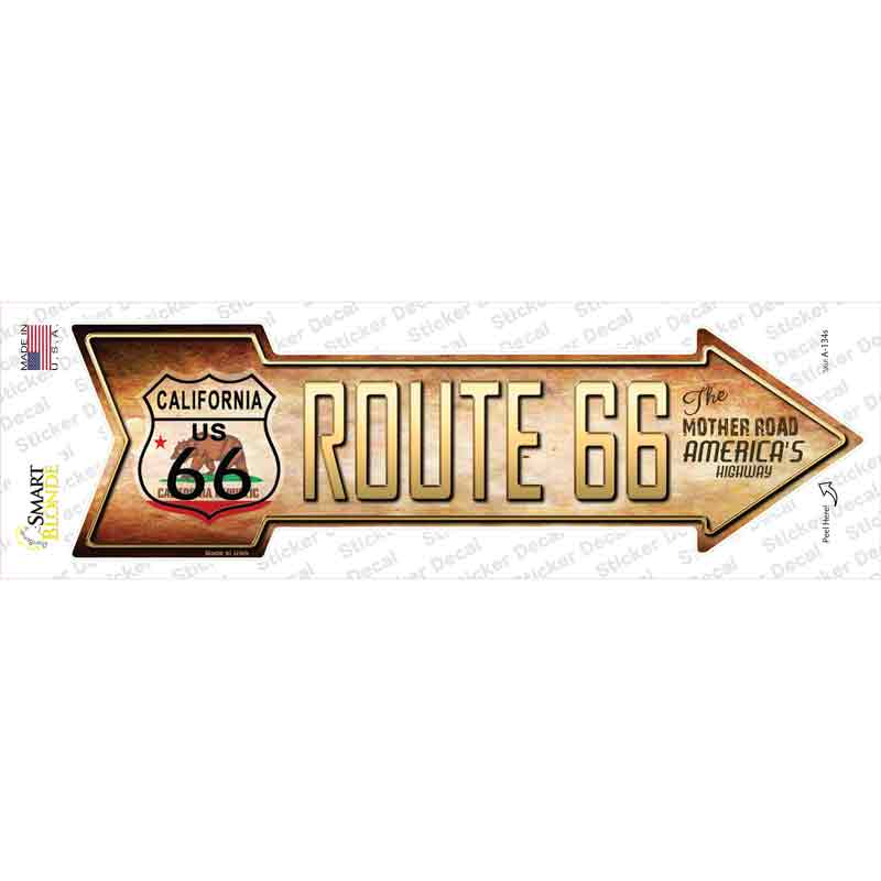 Route 66 California Flag Novelty Arrow Sticker Decal Small