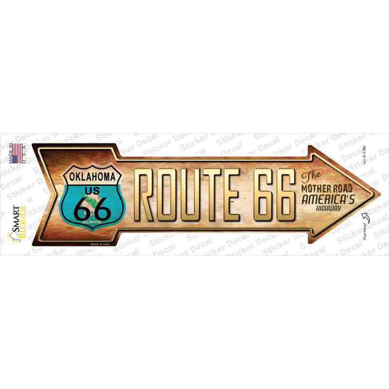 Route 66 Oklahoma Flag Novelty Arrow Sticker Decal Small