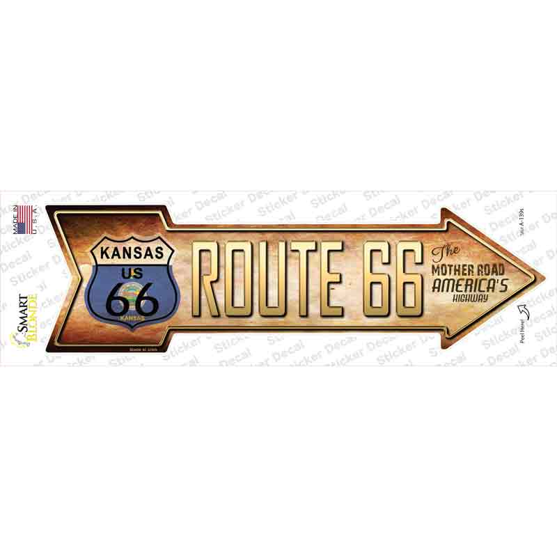 Route 66 Kansas Flag Novelty Arrow Sticker Decal Small