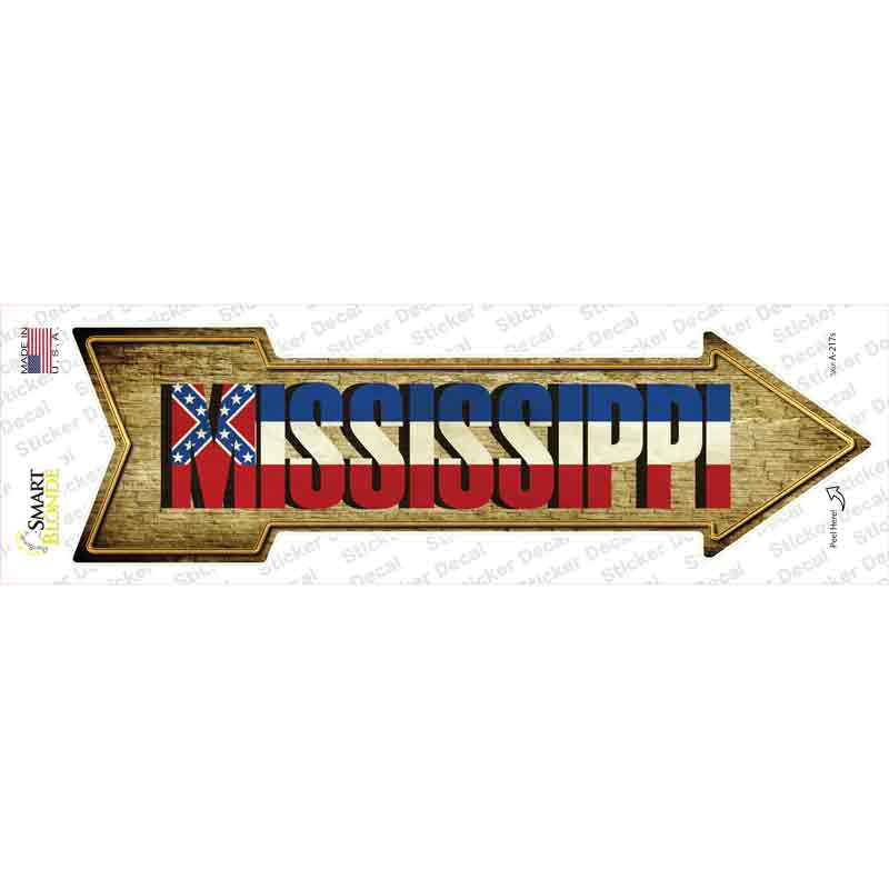 Mississippi Novelty Arrow Sticker Decal Small