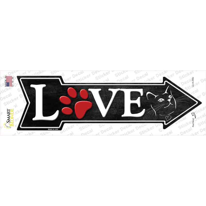 Love Cats Novelty Arrow Sticker Decal Small