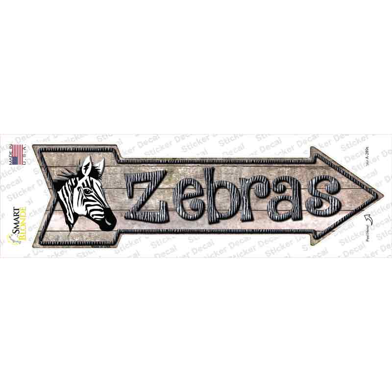 Zebras Novelty Arrow Sticker Decal Small