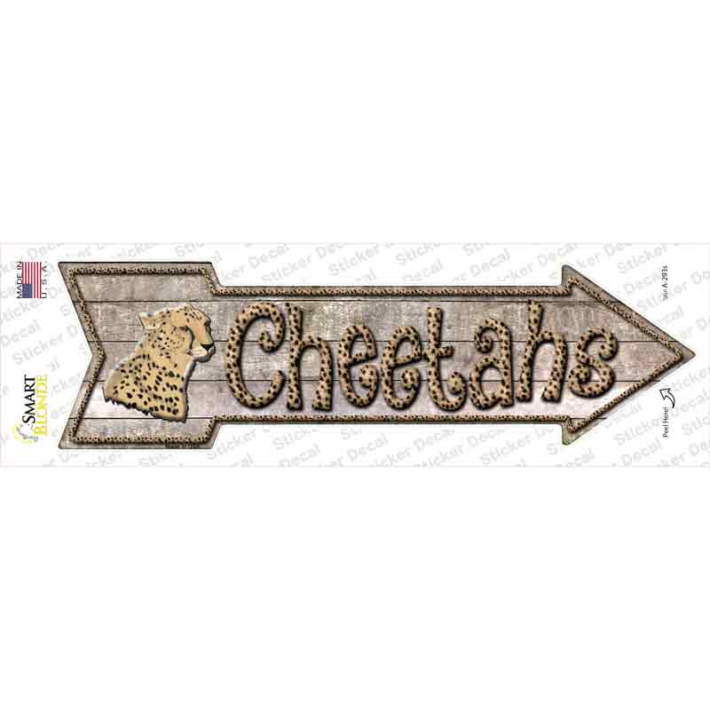 Cheetahs Novelty Arrow Sticker Decal Small