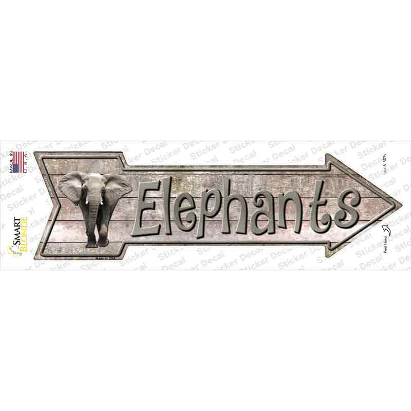 Elephants Novelty Arrow Sticker Decal Small