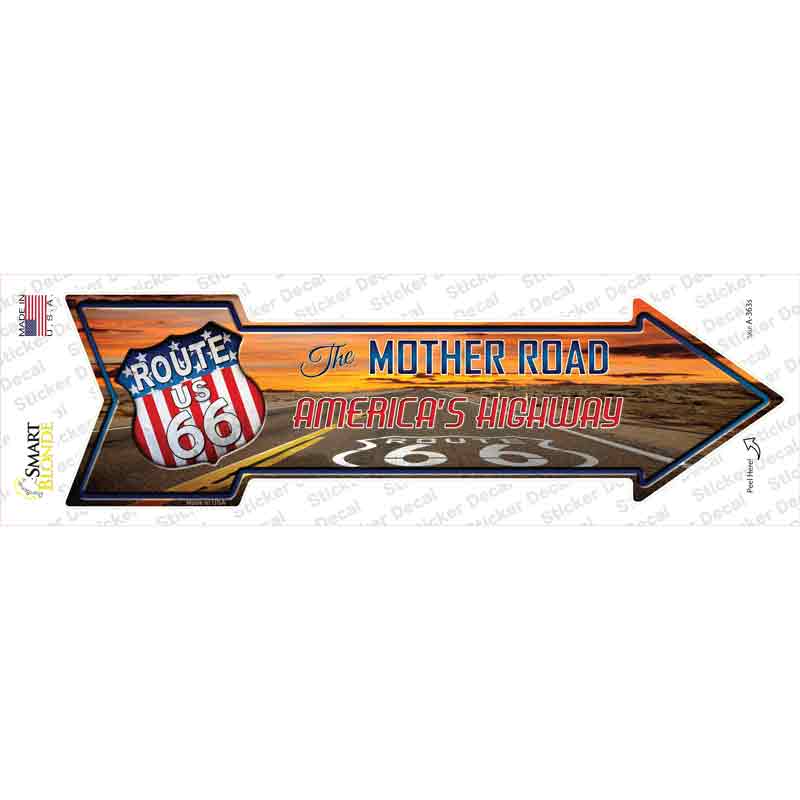 Route 66 With Sunset Novelty Arrow Sticker Decal
