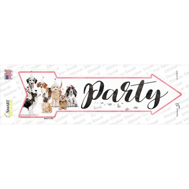 Dog Party Novelty Arrow Sticker Decal Small