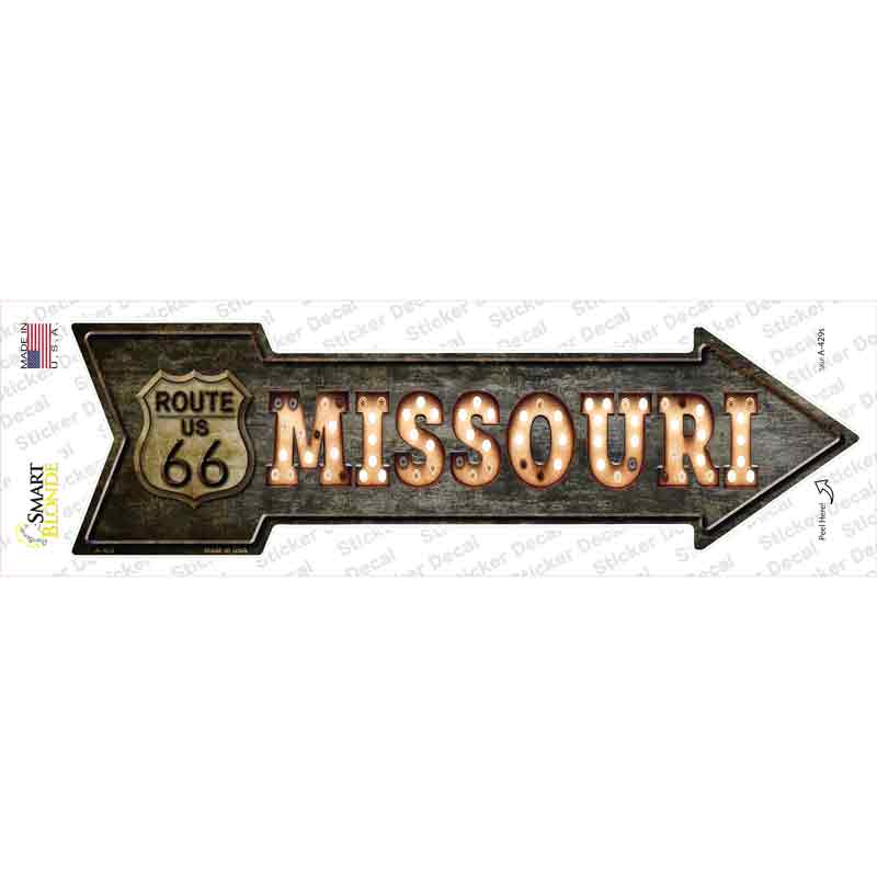 Missouri Route 66 Bulb Letters Novelty Arrow Sticker Decal Small