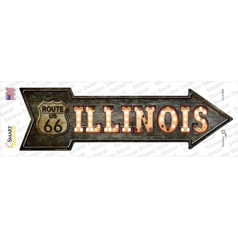 Illinois Route 66 Bulb Letters Novelty Arrow Sticker Decal Small