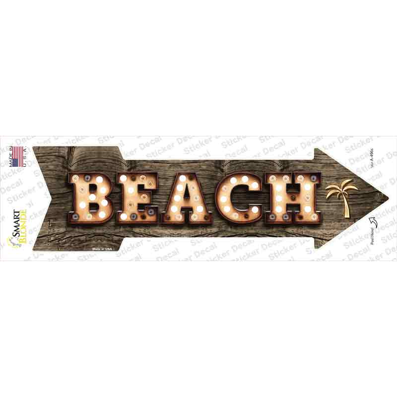 Beach With Trees Bulb Letters Novelty Arrow Sticker Decal Small