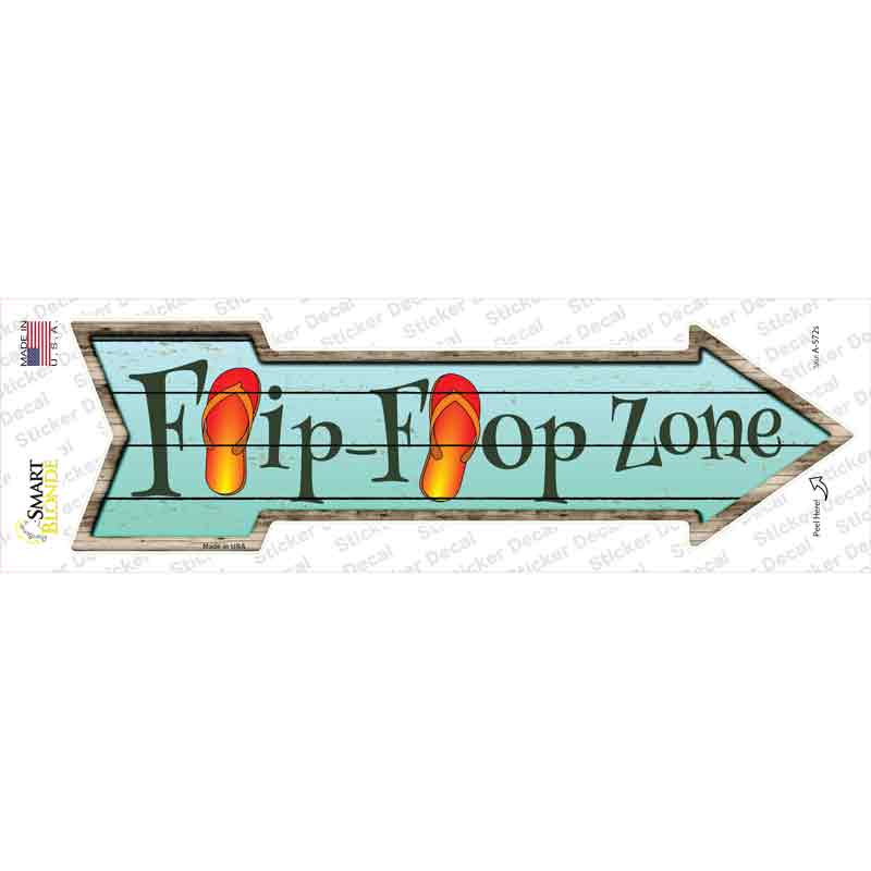 Orange Flip Flop Zone Novelty Arrow Sticker Decal Small