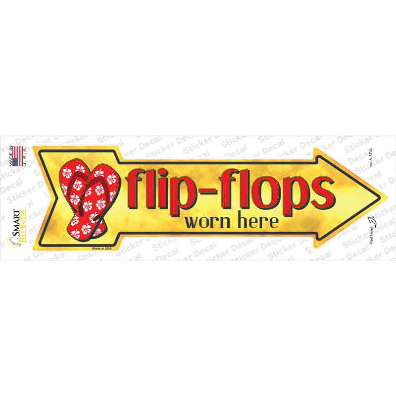 Flip Flops Worn Here Novelty Arrow Sticker Decal Small