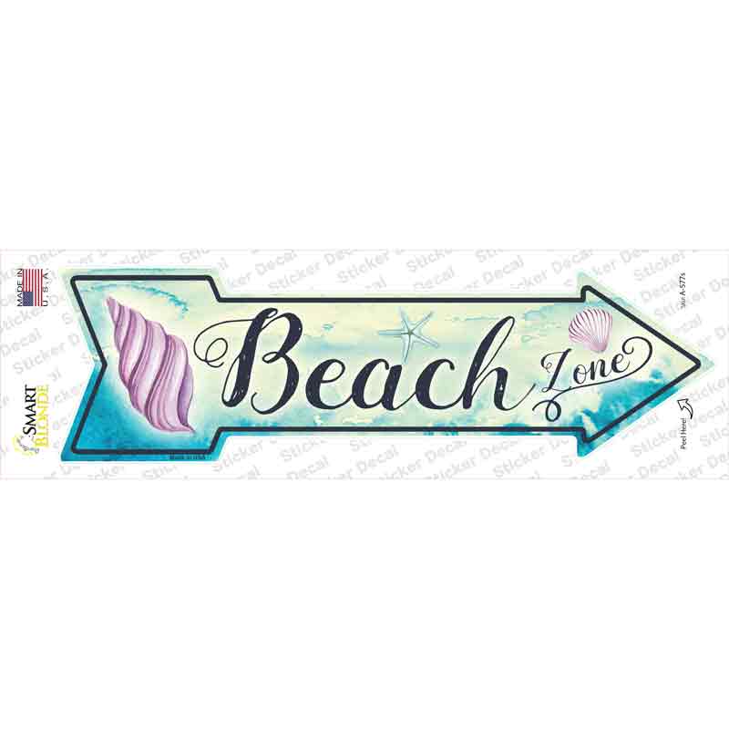 Beach Zone Novelty Arrow Sticker Decal Small