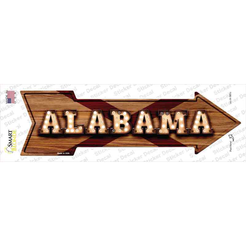 Alabama Bulb Lettering Novelty Arrow Sticker Decal Small