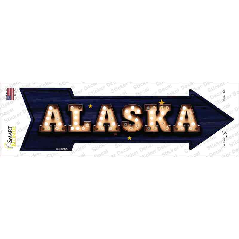 Alaska Bulb Lettering Novelty Arrow Sticker Decal Small