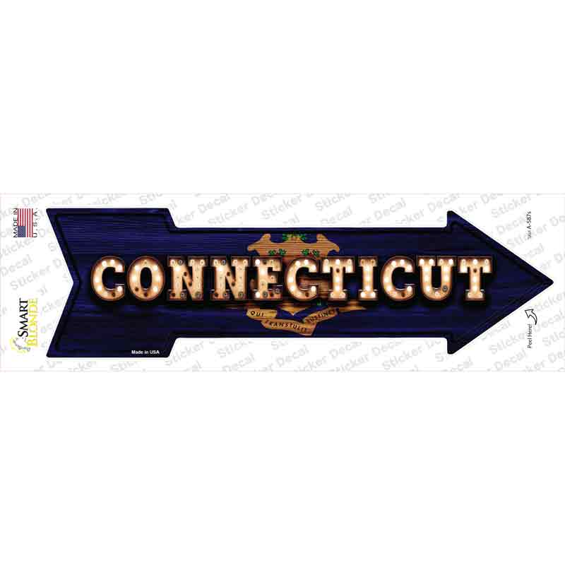 Connecticut Bulb Lettering Novelty Arrow Sticker Decal Small